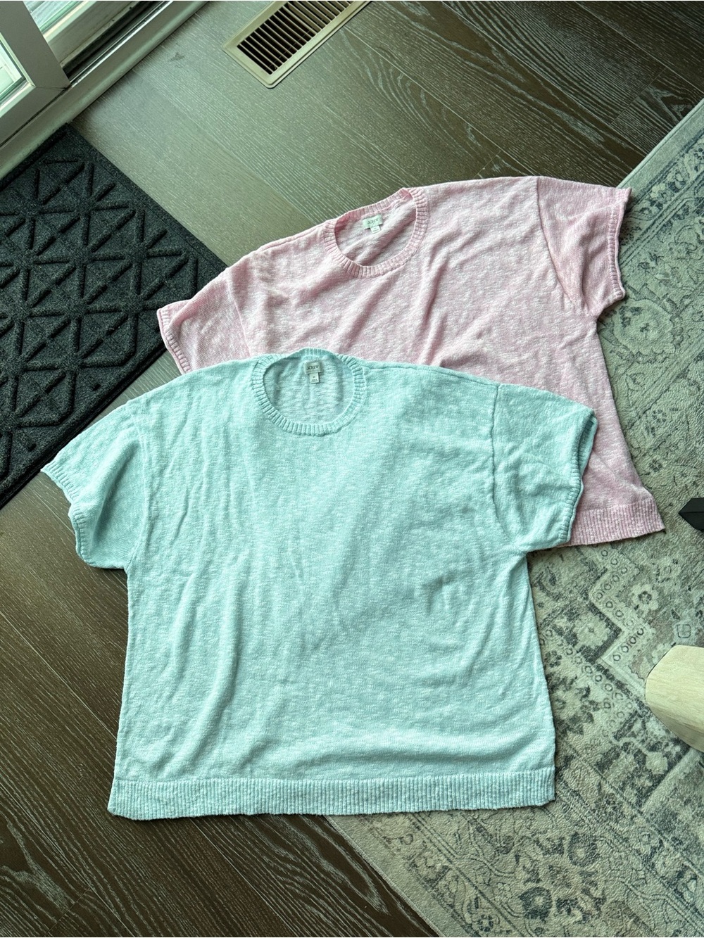 J. Crew Factory Short Sleeve Pullover Top - Light Blue & Pink